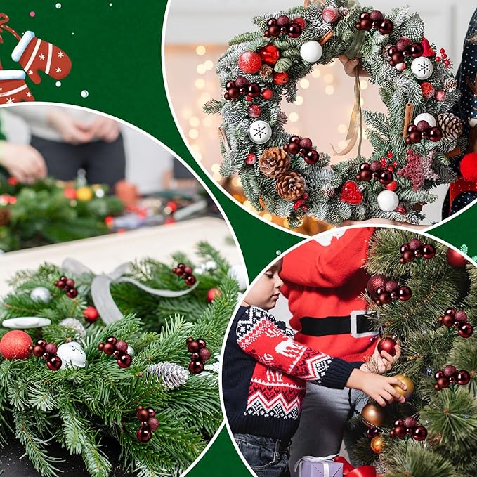 8 Pcs Coffee Christmas Tree Picks 7.87 Inch Christmas Balls Ornaments Xmas Hanging Decorations for Xmas Tree Topper DIY Wreath Holiday Floral Vase Fillers Crafts Home Decor