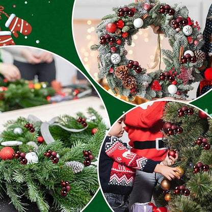 8 Pcs Coffee Christmas Tree Picks 7.87 Inch Christmas Balls Ornaments Xmas Hanging Decorations for Xmas Tree Topper DIY Wreath Holiday Floral Vase Fillers Crafts Home Decor