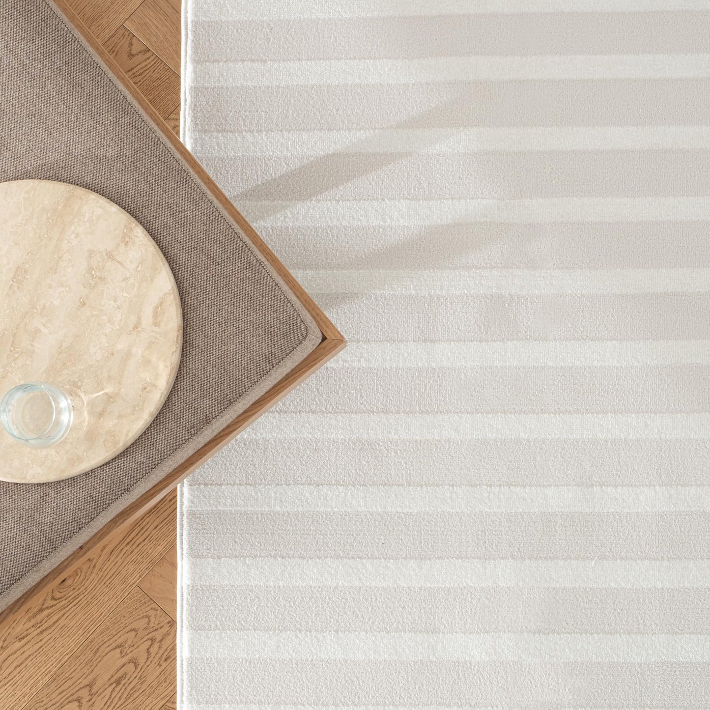 Revival Rugs Staves 8'x10' Area Rugs for Living Room Bedroom Dining Room - Washable, Oeko-TEX Certified, Cream