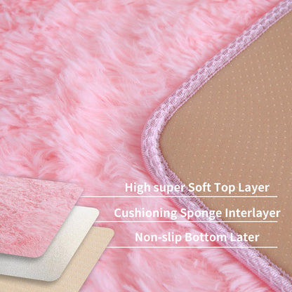Pink Fluffy 4x6 Area Rugs for Bedroom Girls, Soft Washable Fuzzy Furry Shag Rug for Kids Room, Nursery, Dorm Decor, Cute Plush Carpet for Baby Toddler