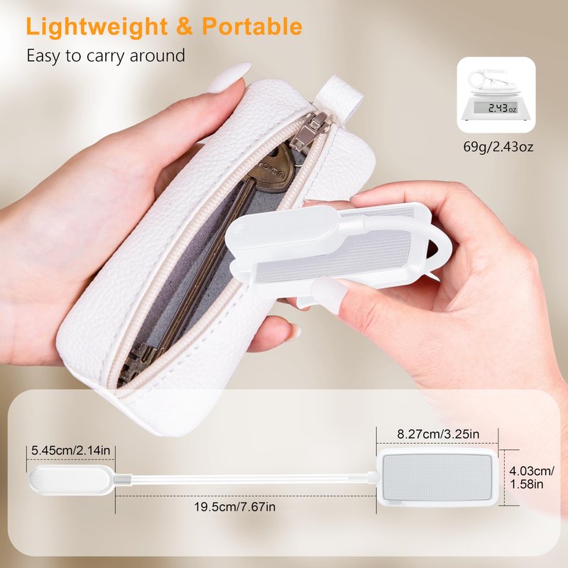 Gritin 16 LED Rechargeable Book Light for Reading in Bed- Eye Caring 3 Color Temperatures, Stepless Dimming Brightness, 80 Hrs Runtime, Lightweight Flexible Clip on Light for Book Lovers-White