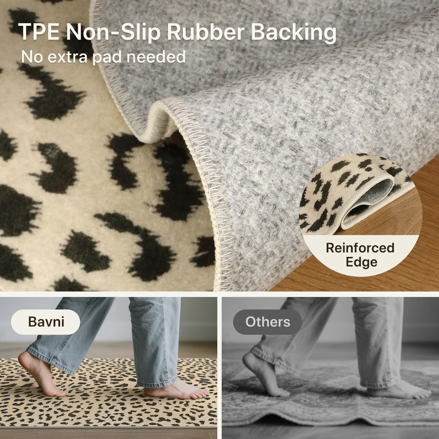 Bavni Leopard Rugs Cheetah Print Rug 5x7 Area Rugs Washable for Living Room Animal Rug Ultra-Thin Non Slip Cool Cute Girly Carpet Bedroom Dining Room Dorm Home Office, Light Brown