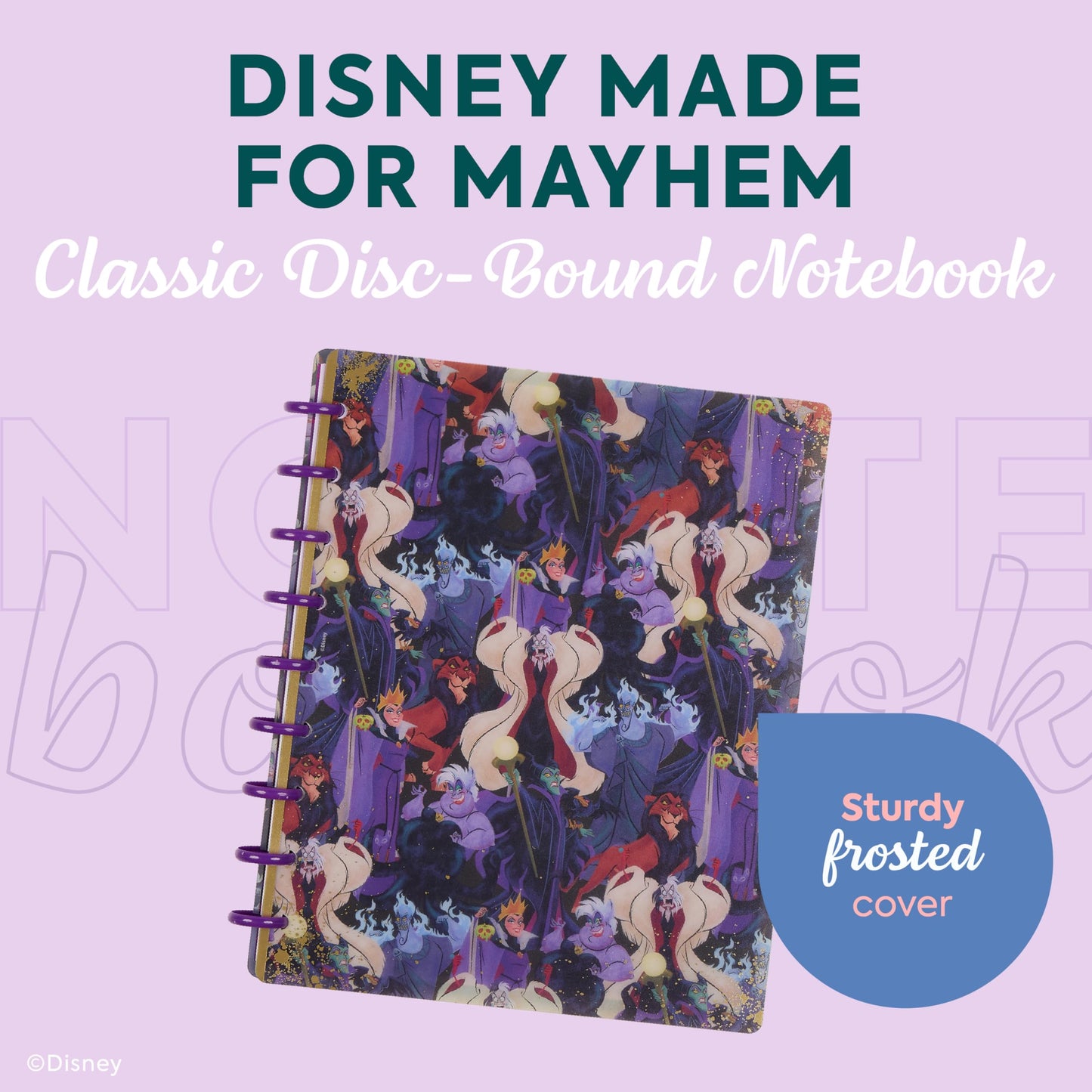 Happy Planner Disney Villains Notebook for Office, School or Journaling, Disc-Bound Notebook, Classic Size, 7" x 9.25", 60 Dot-Lined Pages, Made for Mayhem
