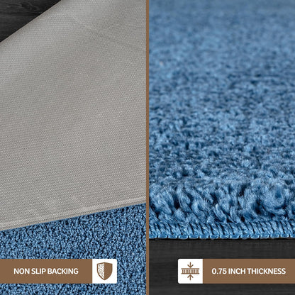Area Rug 4x6 Blue Washable Indoor Rug Solid Non Slip Easy to Clean Non Shedding Indoor for Living Room Bedroom Kitchen Dining Room or Hallway (4 X 6 Blue)