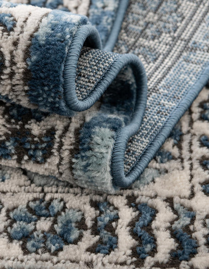 Unique Loom Nyla Collection Area Rug - Smile (6' 1" x 9' Oval Blue/Light Blue)