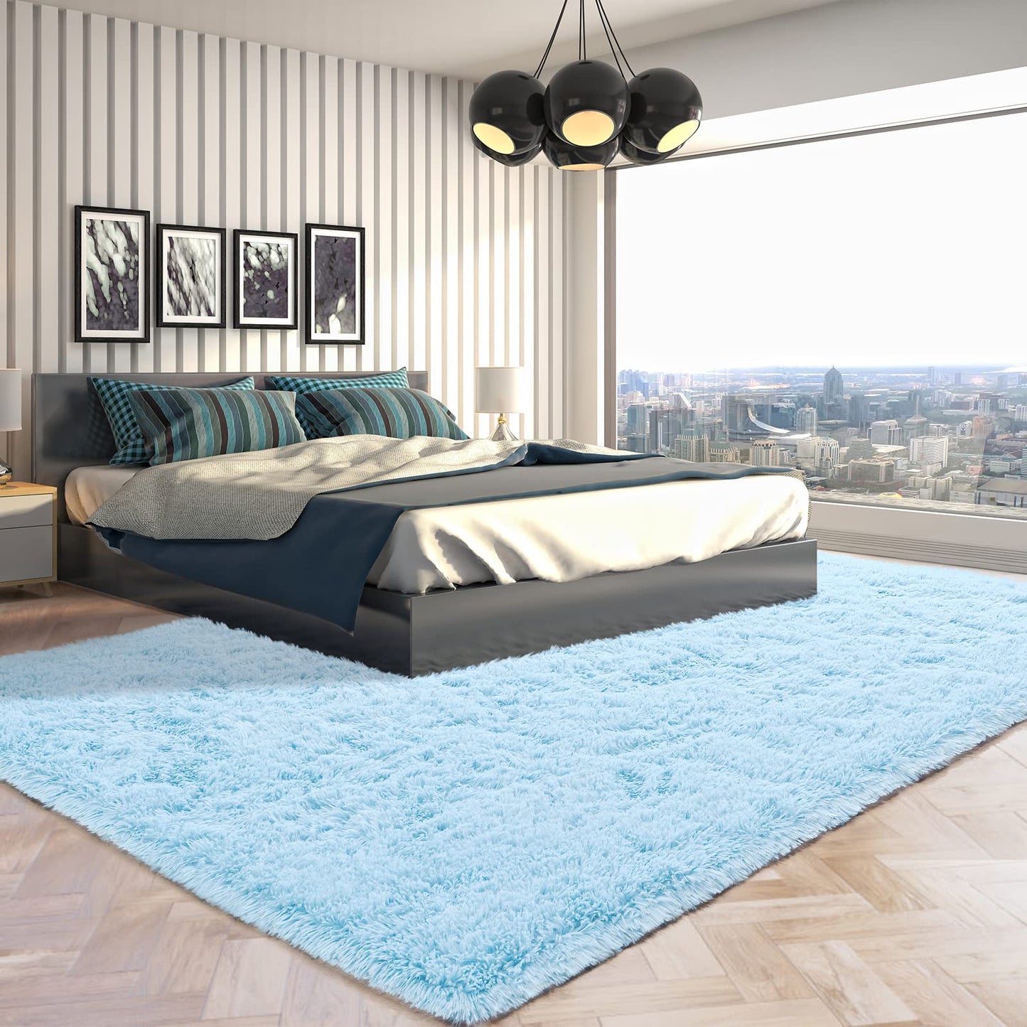Kelarea Area Rug for Living Room, 3x5 Non-Slip Light Blue Rug Fluffy Soft Shag Rugs, Fuzzy Shaggy Plush Carpet for Bedroom, Nursery Rooms, Home Dorm