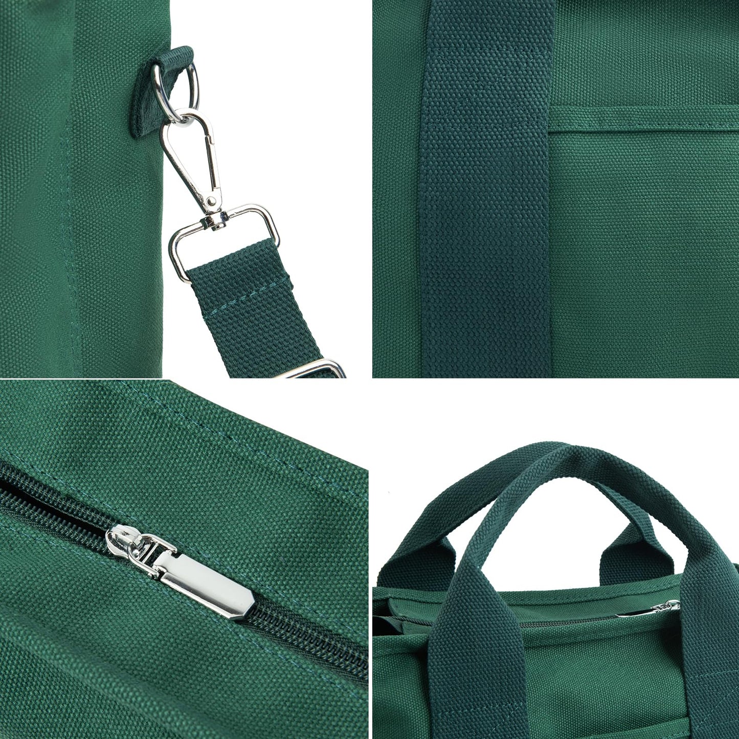 IwIeIaIrI Small Tote Bag for Women,Canvas Mini Tote Bags with Zipper and Multi Pockets,Crossbody Bag Shoulder Bag,Kids,Girls,Friends Gift(Dark Green)