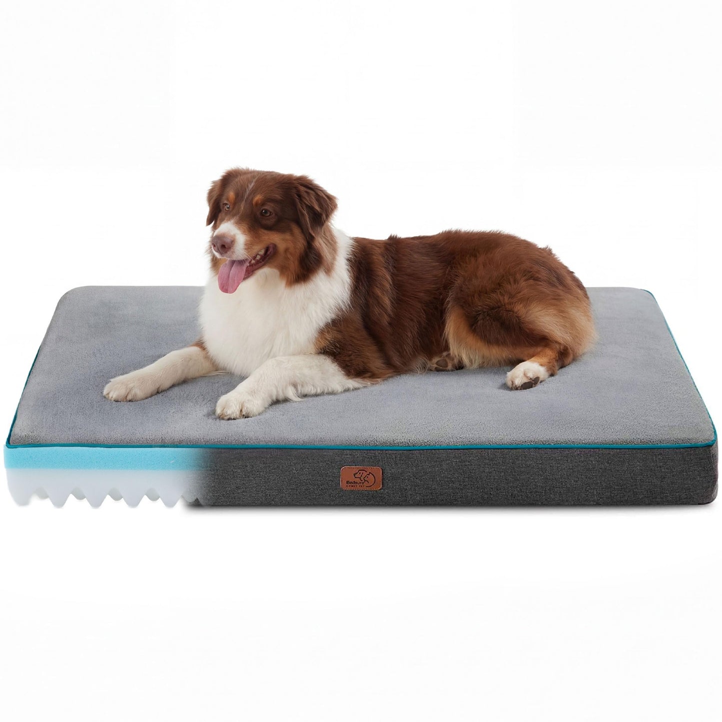 Bedsure Memory Foam Dog Beds Large Sized Dog - Orthopedic Pet Beds for Crate with Removable Washable Cover and Nonskid Bottom, Plush Flannel Fleece Top Pet Mat, Grey