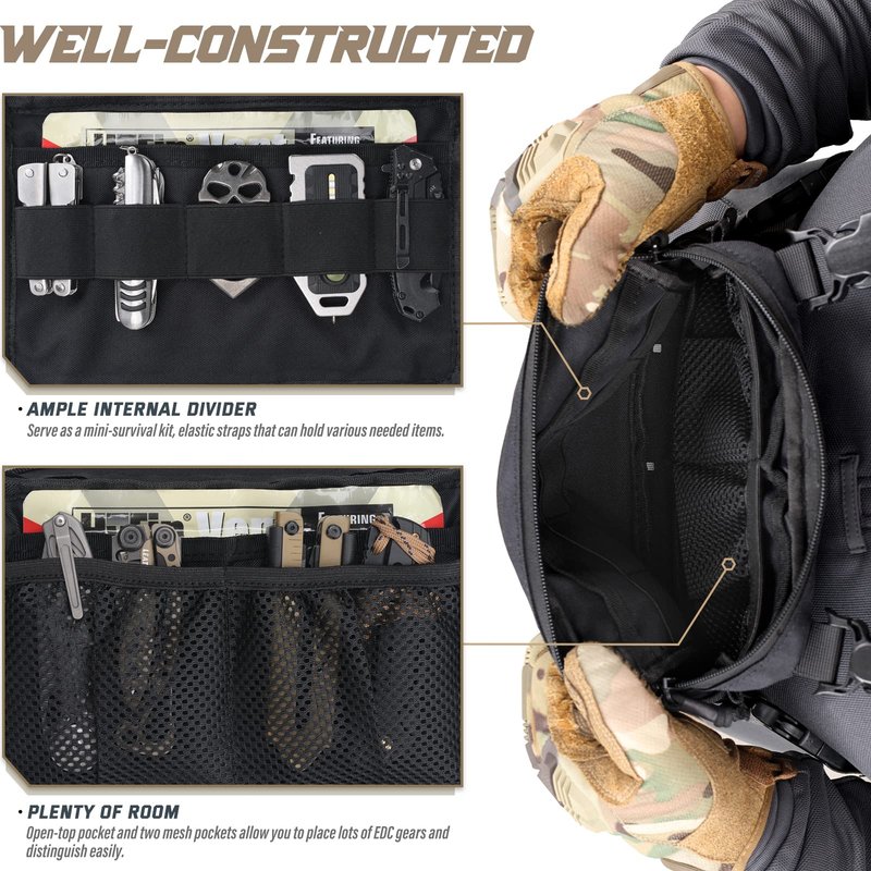 WYNEX Tactical Chest Rig Pack for Men, Running Chest Bag with Front Loop Airsoft Recon Chest Rigs for Hunting Outdoor EDC Combat Patch Included