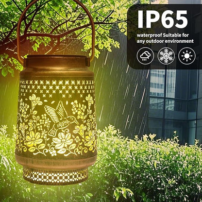 Solar Outdoor Hanging Lanterns,Hummingbird/Dragonfly Decor Lantern,Waterproof Metal Decorative Garden Light for Patio Yard Lawn Backyard Front Porch,Gifts for Women Mom Grandma (Hummingbird)