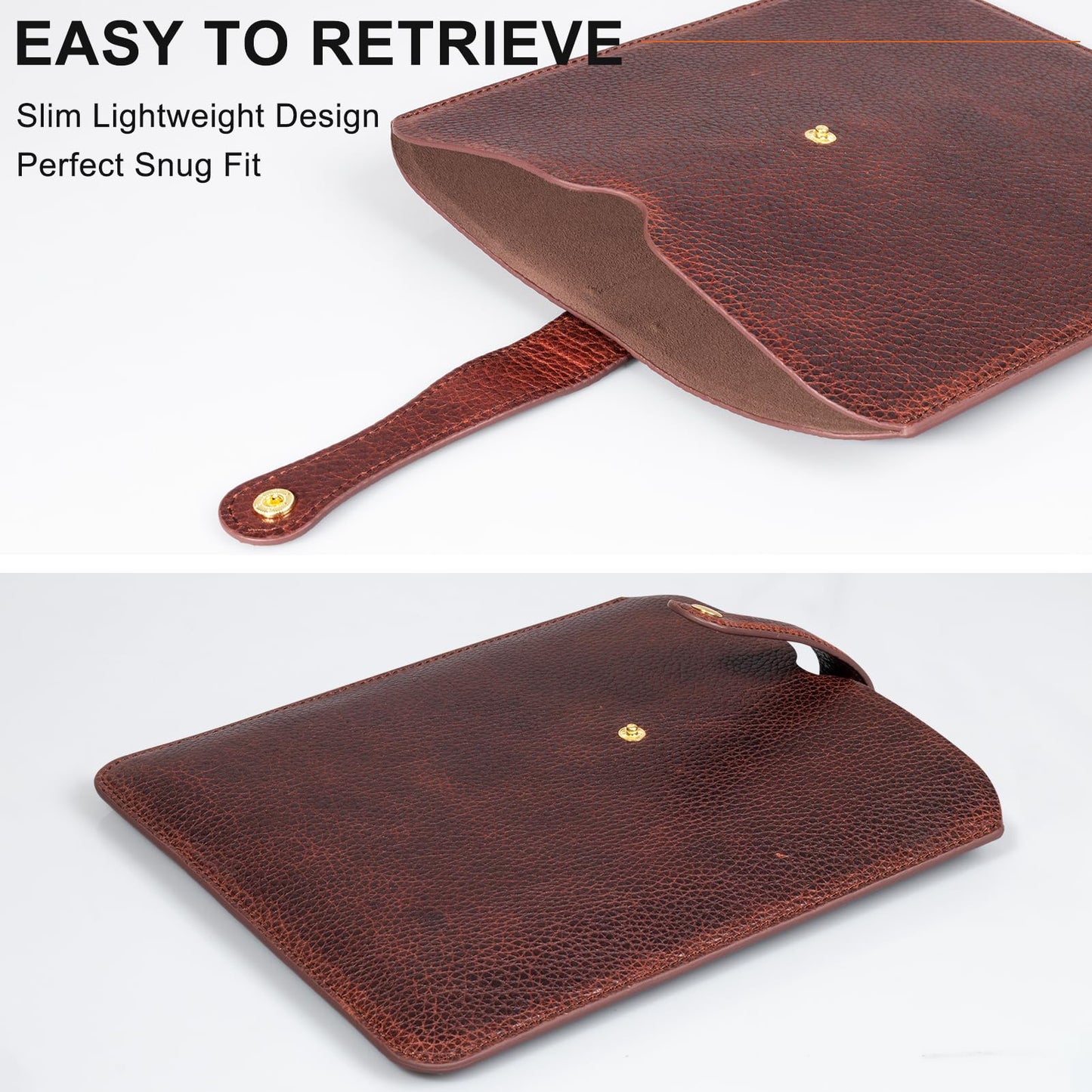 Thryxop Genuine Leather Tablet Sleeve for iPad Pro 11‘’/Air 10.9‘’/Magic Keyboard & Galaxy Tab S9/S9 FE | Slim Protective Case with Microfiber Lining (Fits Devices up to 11") - Dark Brown