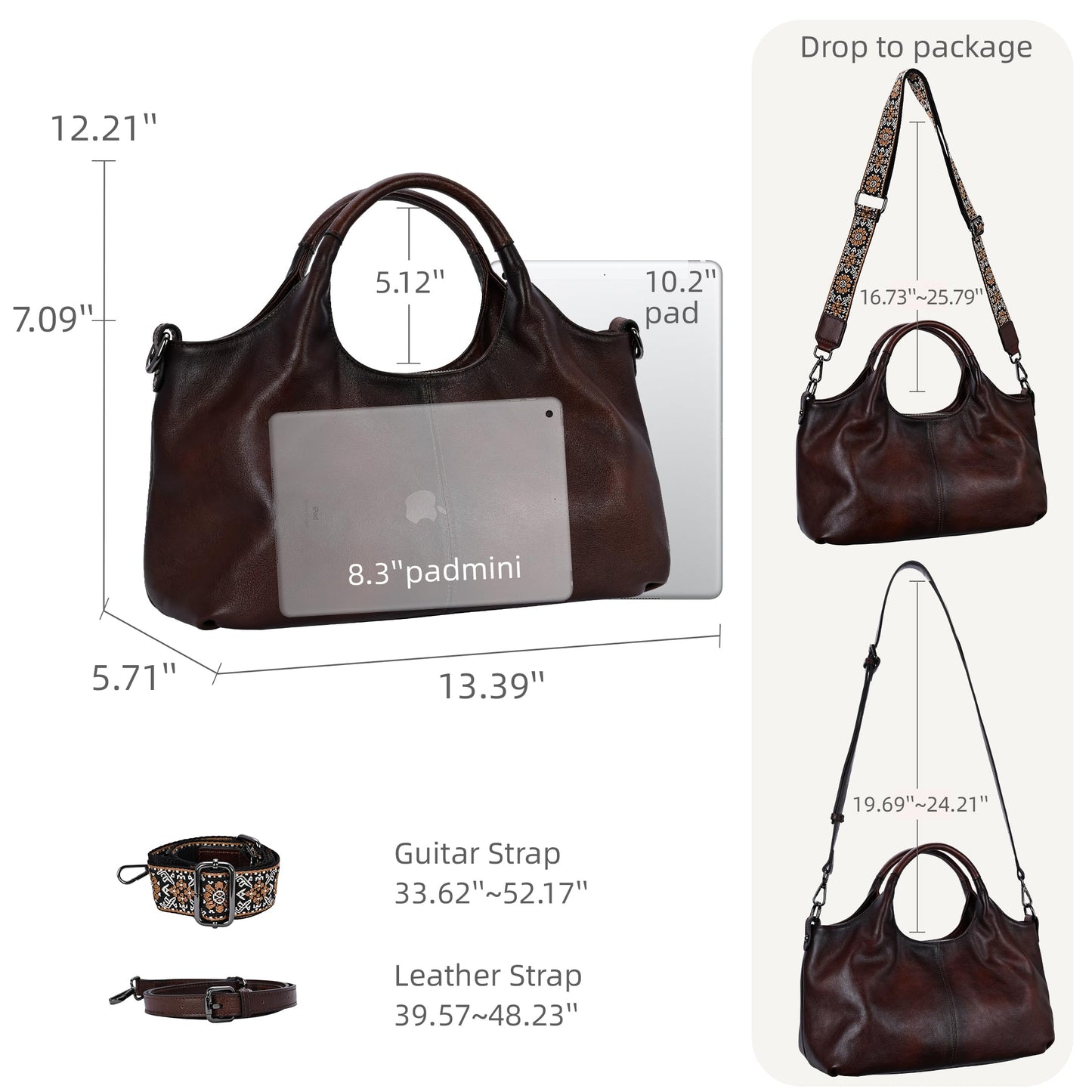 Iswee Genuine Leather Purses for Women Satchel Handbags Crossbody Shoulder Bag Designer Top Handle Bag Hobo Medium Size (Coffee)