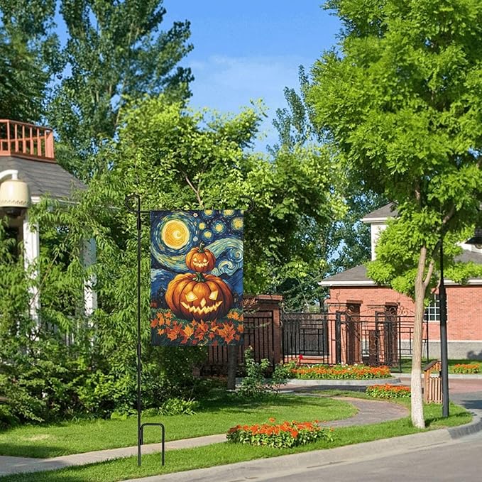 Halloween Scary Pumpkin Garden Flag for Fall Festival Porch Patio Farmhouse Outdoor Yard Decoration Vertical Double Sided Burlap 12.5 x 18 Inch