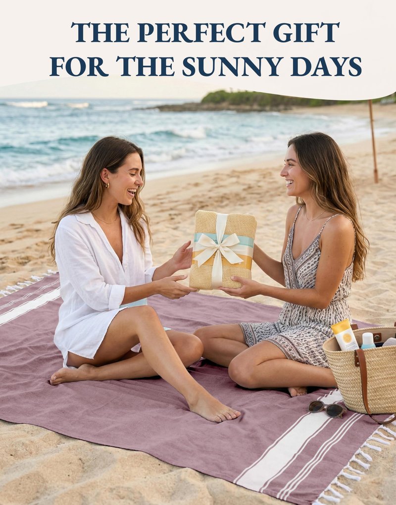 LANE LINEN Turkish Beach Towels, 2 Pack Extra Large Beach Towel, Pre-Washed for Soft Feel, Oversized Sand Free Quick-Dry Pool Towel, Beach Towels for Adults, 39"x71" - Wistful Mauve
