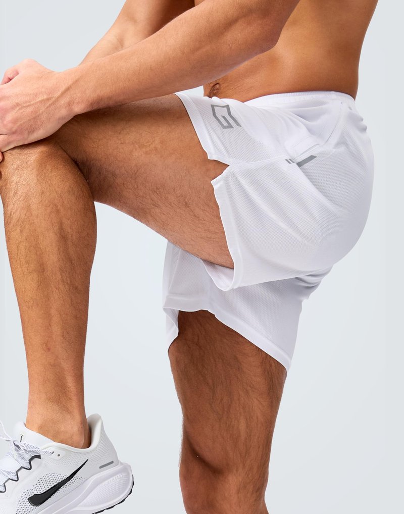G Gradual Men's Gym Shorts 5"/7"/10" with Zipper Pockets Basketball Athletic Mesh Quick Dry Shorts for Workout Running Tennis (5 inch, White, XX-Large)