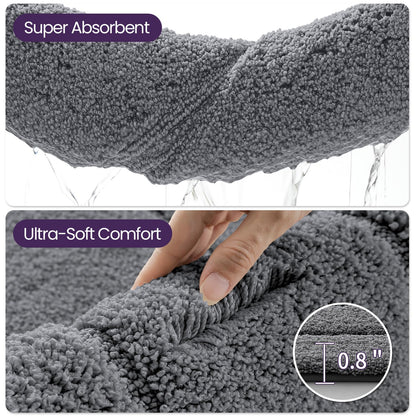 DEXI Bathroom Rug 43x24, Non Slip Washable Bath Mat for Shower Floor, Extra Large Absorbent Soft Bathmat with Rubber Backing, Quick Dry Microfiber Carpet, Grey