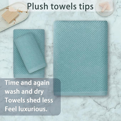 VOOVA & MOVAS Bathroom Towels Set, 100% Cotton | Quick Dry | Soft | Thick