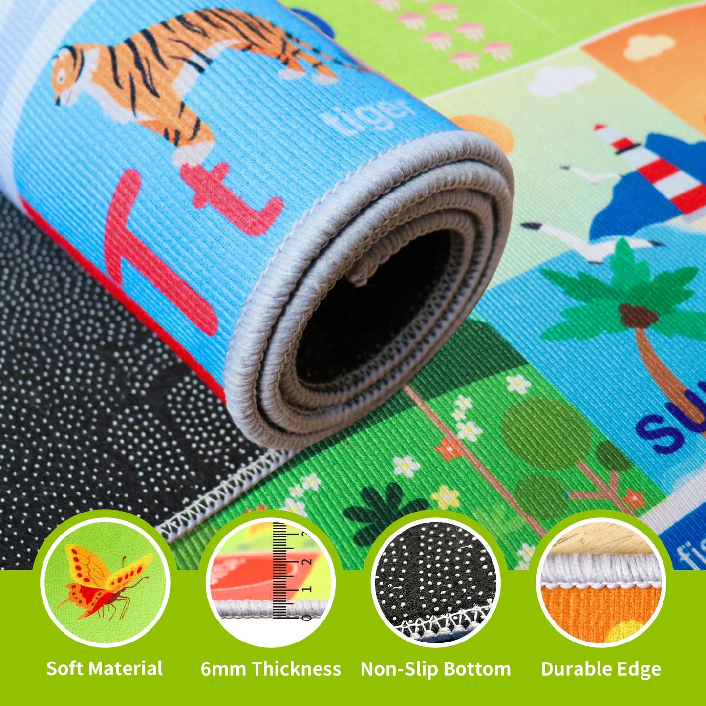 SXHYSM ABC Rug for Kids Playroom,Toddler Alphabet Mats Washable for Baby Area,Classroom,Play Room,Floor,Nursery(4×6ft /48×72in)