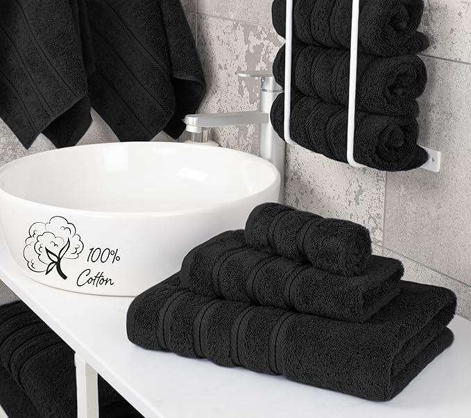 American Soft Linen Premium 3 Piece Towel Set, 1 Bath Towel 1 Hand Towel 1