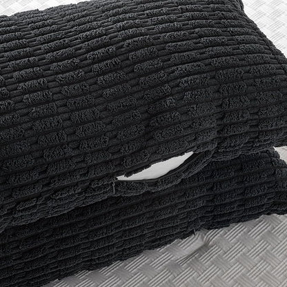 Fancy Homi Black Long Body Lumbar Decorative Throw Pillow Covers 14x36 Inch for Bed Couch Bedroom Bench, Soft Corduroy Rectangle Solid Pillow Case, Rustic Farmhouse Boho Room Decor
