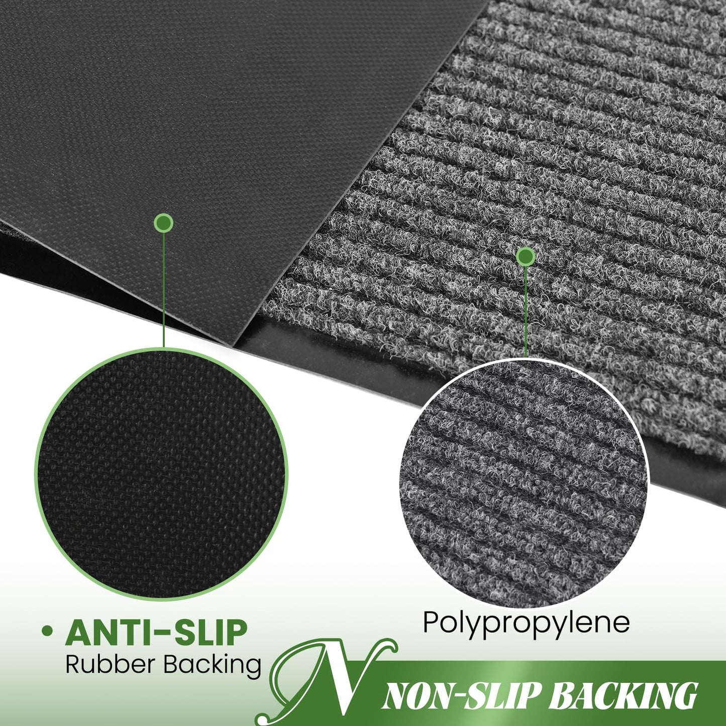 REWOMC Door Mat Heavy Duty Outdoor Indoor Doormat Low Profile Front Door Mat Large 48x72 inch Light Gray Entrance Welcome Mats Easy Clean Patio Entrance Mat Waterproof Anti-Skid Rubber Backing