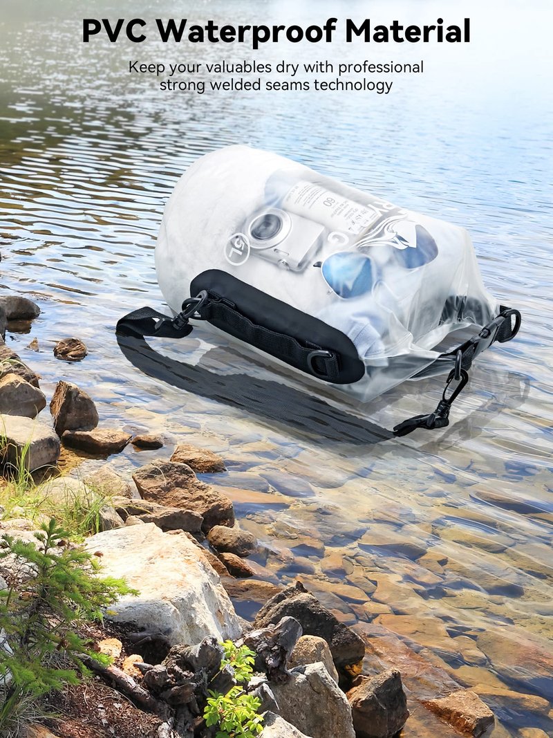 HEETA Dry Bag Waterproof for Women Men, Roll Top Lightweight Dry Storage Bag Backpack with Phone Case for Travel Swimming Boating Kayaking Paddle Board Camping Beach Accessories (White, 20L)