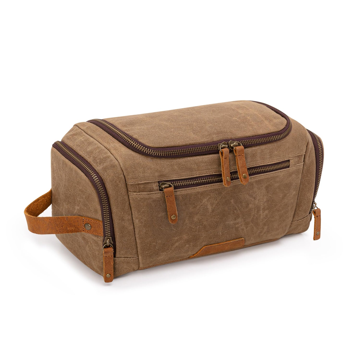 Yarwo Hanging Toiletry Travel Bag for Men, Waxed Canvas Men Dopp Kit Hygiene Bag with Detachable Zipper Pouch, Water-resistant Shaving Storage Bag for Razor and Travel Essentials, Xmas Gift for Man