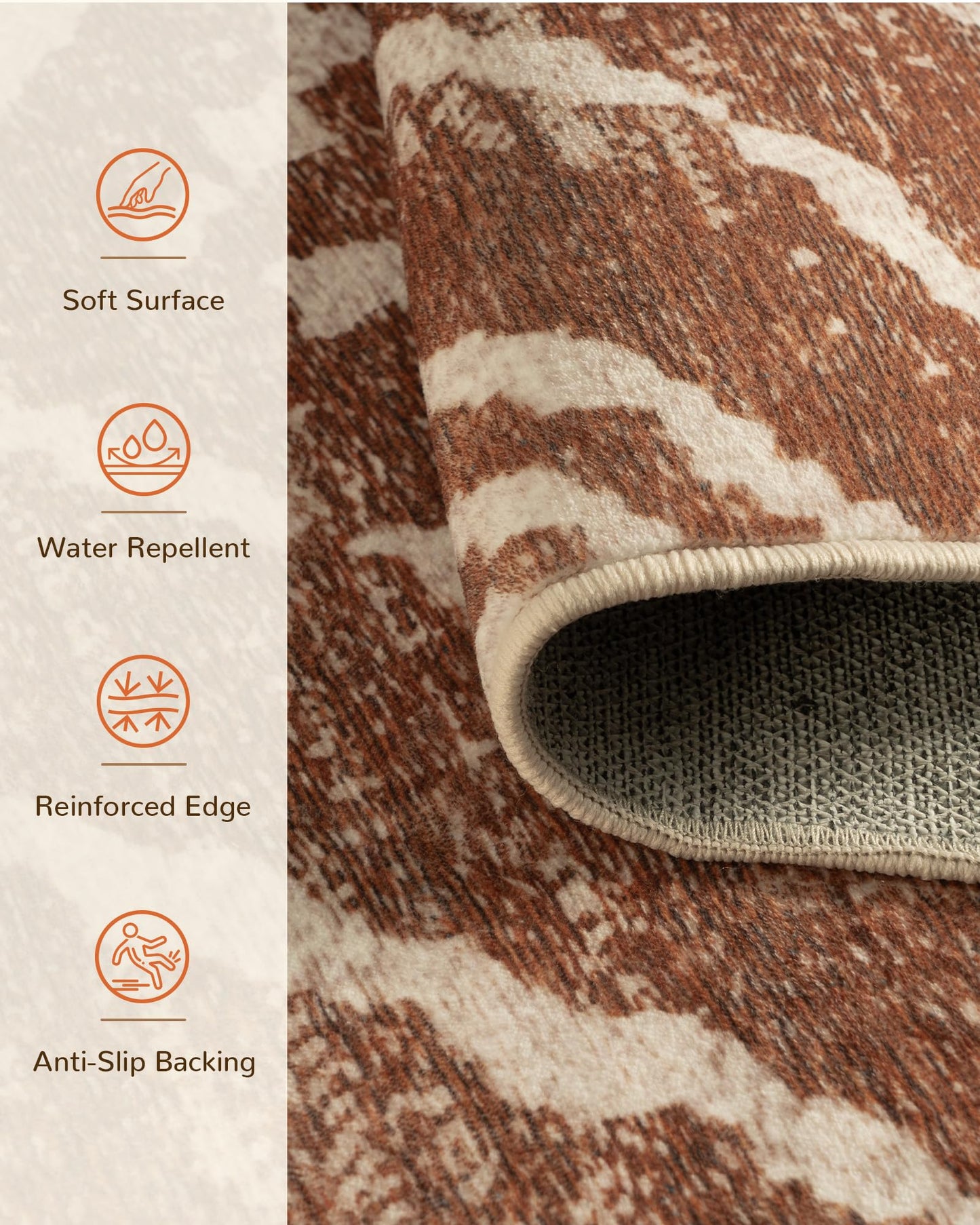 BESTSWEETIE Area Rug 4x6 Rug Machine Washable Non-Slip Low Pile Print Pattern Western Rug for Living Room Bedroom Entryway Tribal Series -Yellowbrown/Cream