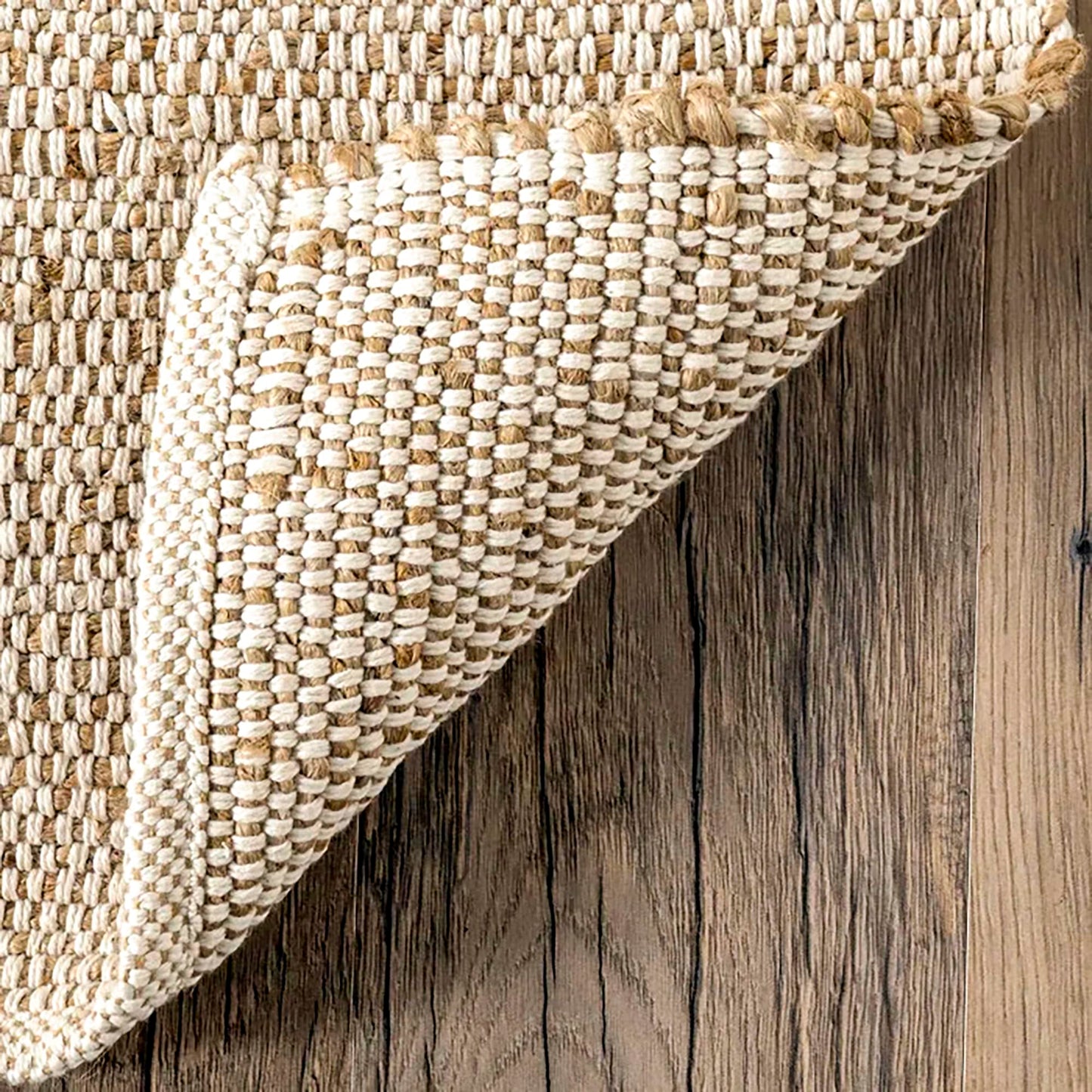 SISOSU Jute Cotton Area Rug, Hand Woven Traditional Farmhouse Rug for Living Room, Bedroom, Dining Room & Entryway, Natural Beige Home Décor Carpet, Eco-Friendly, 5 x 8 Feet