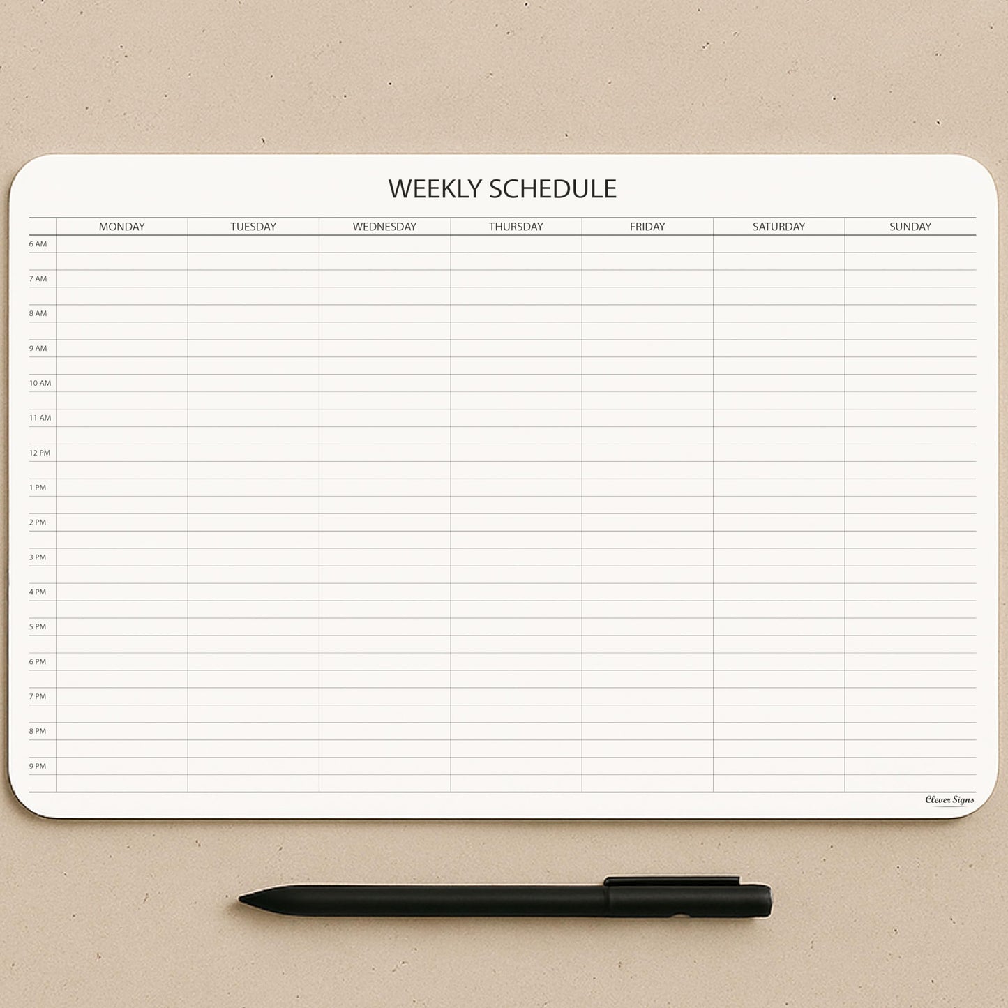 Schedule Pad, Tear Off Undated Weekly Planner Notepad, A4 Size (8,3" X 11,7"), Premium Thick Paper with Cardboard Back Support, Weekly Desk Planner by CLEVER SIGNS