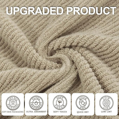 Beige Hand Towels, Hand Towels for Bathroom Set of 4, Large 18"x 28"