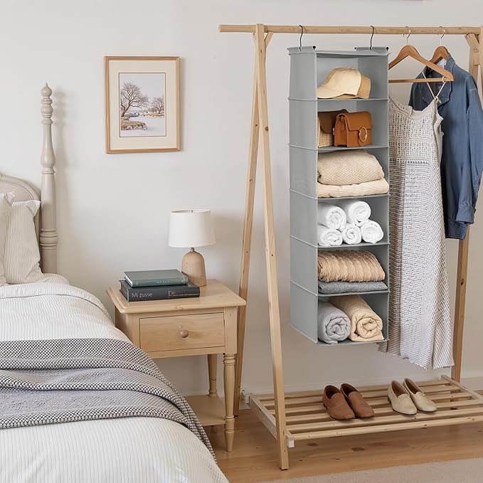 GRANNY SAYS 6 Shelf Hanging Closet Organizers and Storage, Collapsible Closet