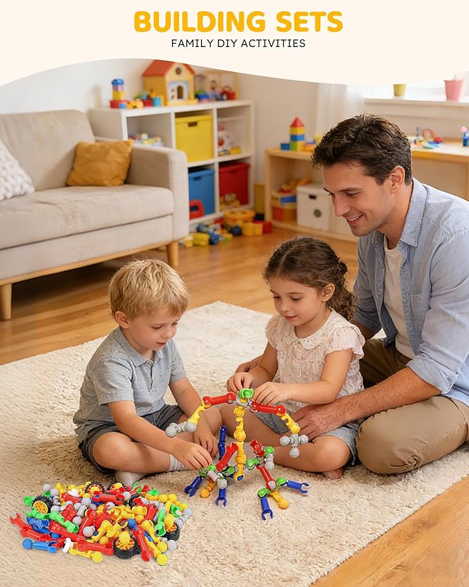 Inovakids Building Blocks - 170 Pcs STEM Building Toys For 3+ Years Old Kids with 21 Exemplar Model Big Box Storage Preschool Montessori Sensory Educational Toys Gift for Birthday Chrismas Easter