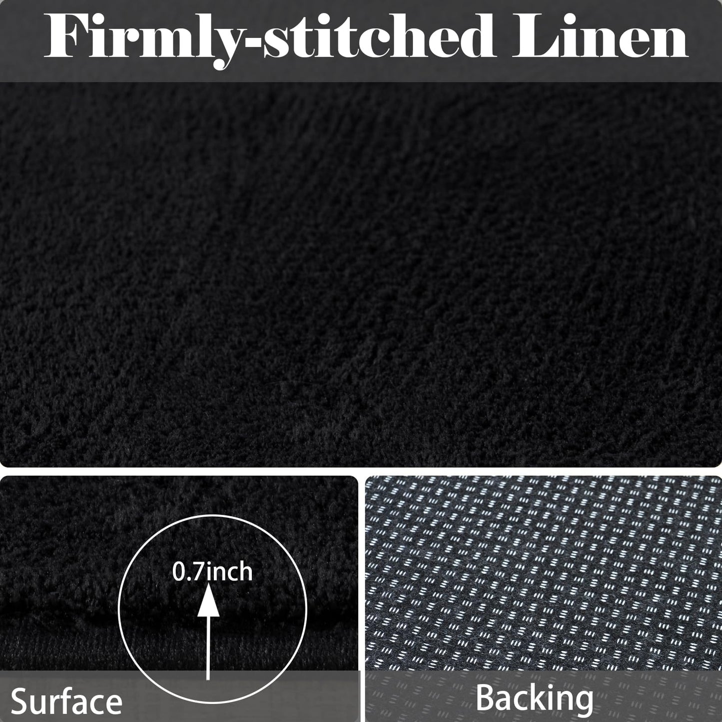 QDUIDU Large Area Rugs for Bedroom Living Room - 5x8 Feet Ultra Soft Black Rug Thickened with Memory-Foam, Solid Modern Minimalist Carpets for Home Decor, Non-Slip and Comfy Nursery Room Rugs