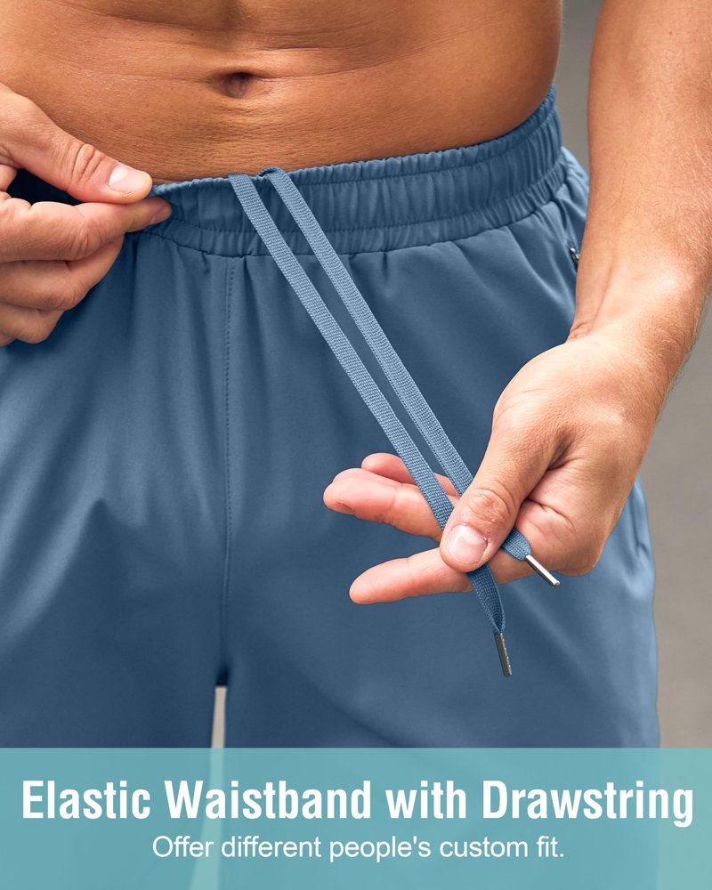 Men's Athletic Running Shorts with Zipper Pockets Quick Dry 7"/ 5"/ 9" Workout Gym Shorts for Basketball Hiking(Federalblue,7XS)