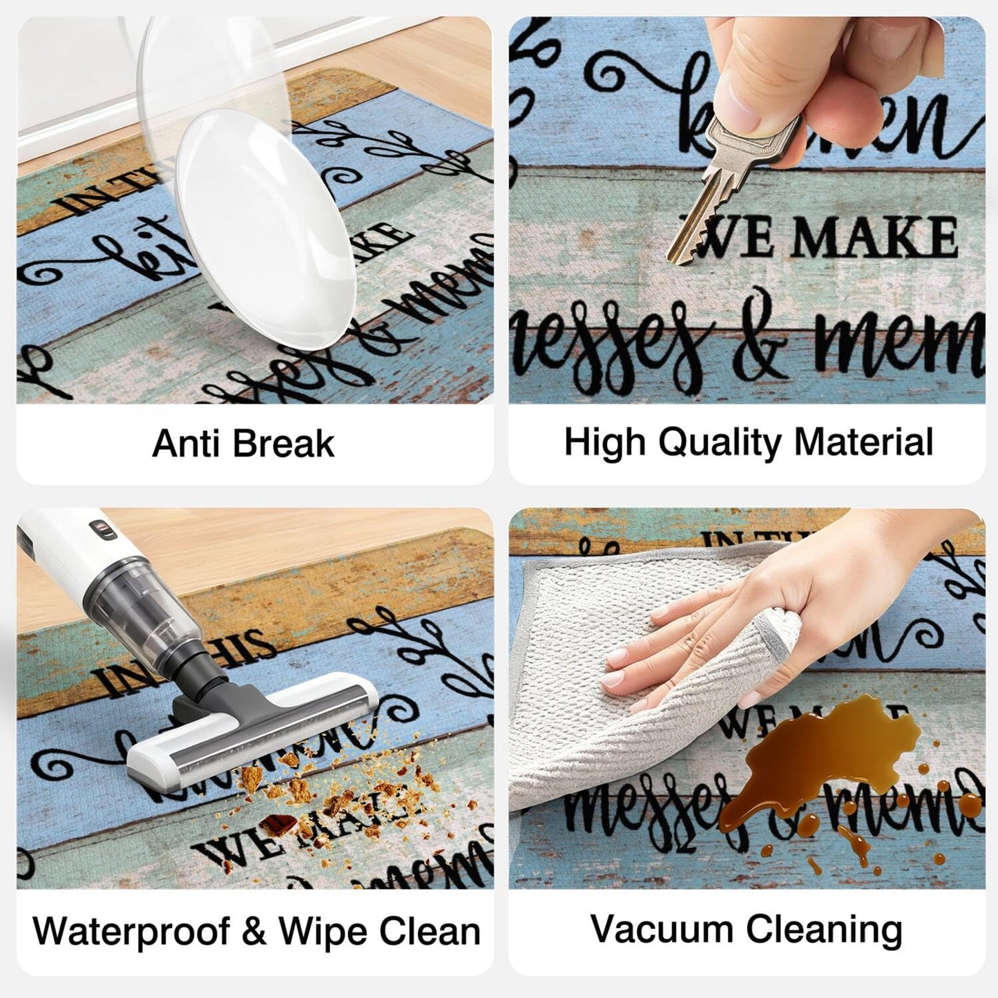 Farmhouse Kitchen Rug Sets of 2 Piece Cushioned Comfort Mat for Home & Office Non Slip Rugs and Mats Anti Fatigue Kitchen Mats for Kitchen Floor Comfort Standing Carpet Runner Rugs17.3 47"+17.3" 30"