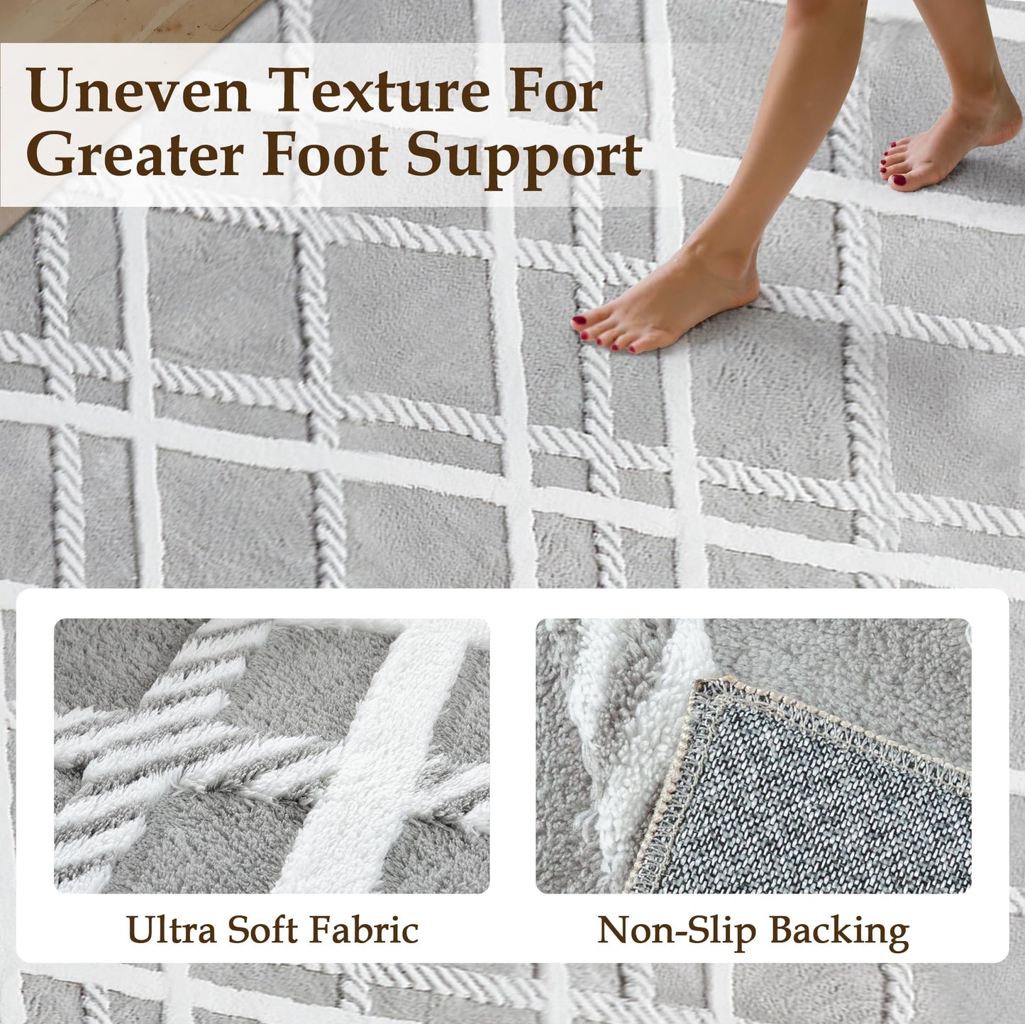 HUGEAR 5x7 Shag Area Rug Grey Modern Neutral Medium Plush Pile Super Soft Indoor Fuzzy Carpet Non Slip Non-Shedding Easy Care 0.5-inch Thick for High Traffic Areas in Living Room Bedroom Dining