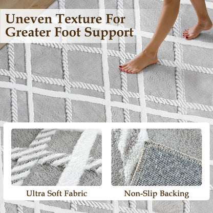 HUGEAR 5x7 Shag Area Rug Grey Modern Neutral Medium Plush Pile Super Soft Indoor Fuzzy Carpet Non Slip Non-Shedding Easy Care 0.5-inch Thick for High Traffic Areas in Living Room Bedroom Dining