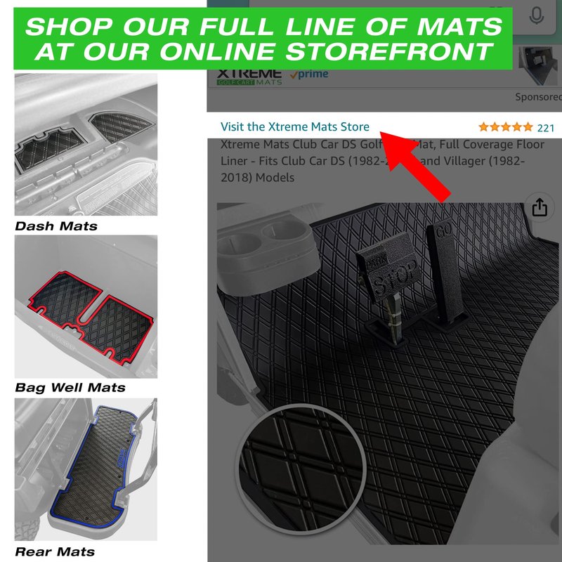 Xtreme Golf Cart Mats Rubber Floor Mat Compatible with Evolution Classic Plus/Pro, Forester, Turfman (17-22) Golf Cart Models | Full Coverage Liner Protection - Red Trim
