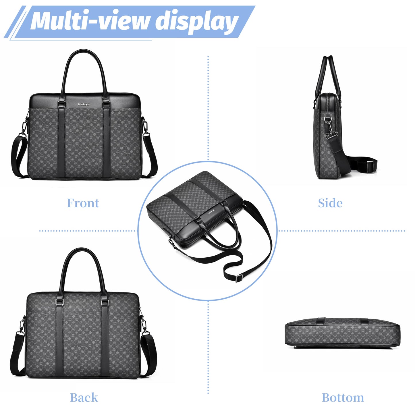 FSD. WG Business Bag Leather Messenger Bag Water Resistant Business Travel Briefcase Handbag Briefcase for Men