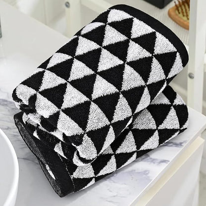 Black and White Hand Towels, 4 Pack Cotton Soft Face Towel 13x29 Inches