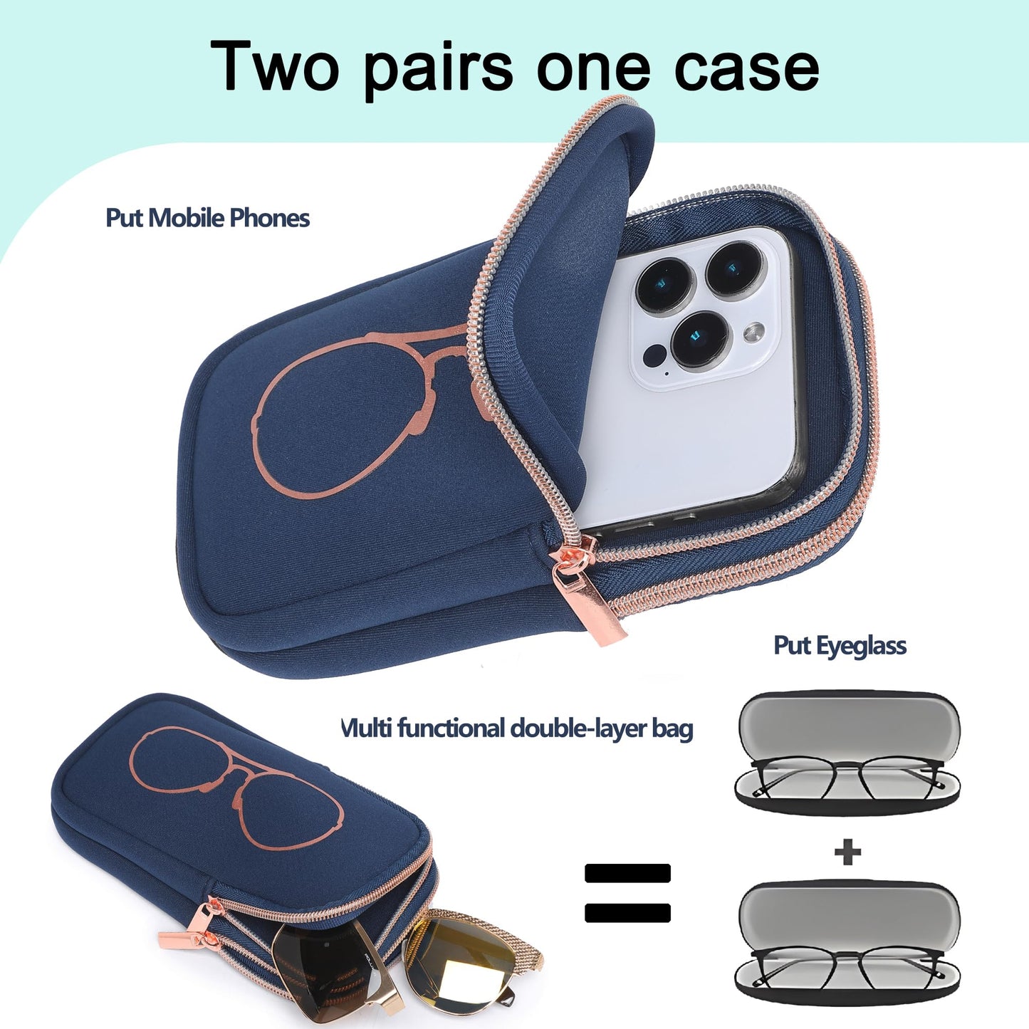 Top Souls KKP Double Eyeglass Case | Sunglasses Cases with 2 Compartments