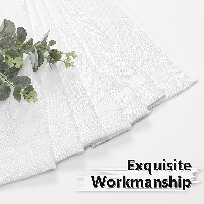 Tollpiz Short Linen Tier Curtains Rod Pocket Semi Sheer Half Kitchen Curtain Burlap Light Filtering Thick Linen Drapes for Bathroom, 30 x 24 inches Long, White, Set of 2 Panels