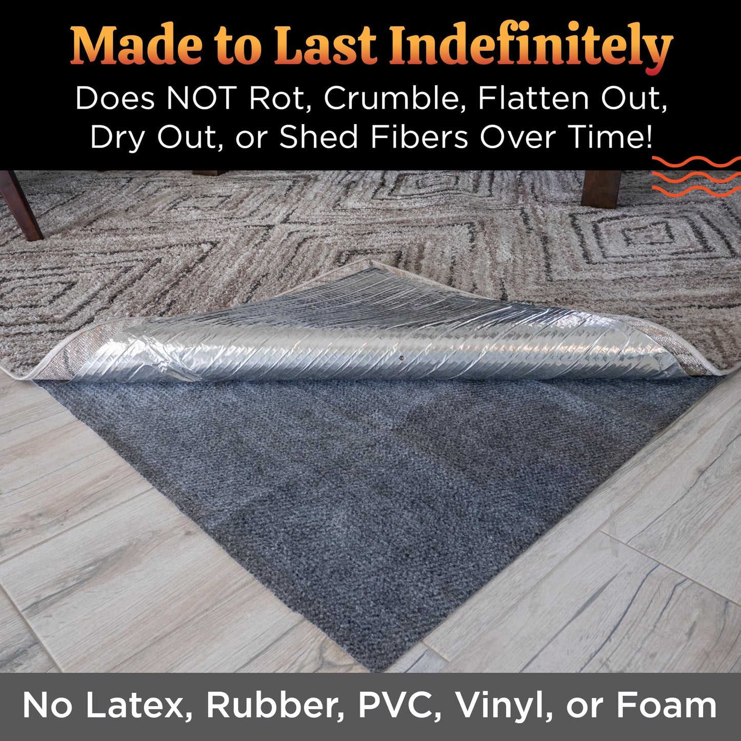 Non-Slip Pad for Rugheat Under Rug Heated Mat, Medium, 3 x 5 feet (fits Under a 3' x 5' Rug) Skid-Proof Pad for Heated Floor Mat Under Desk, Thermal Insulation Improves RugHeat Performance