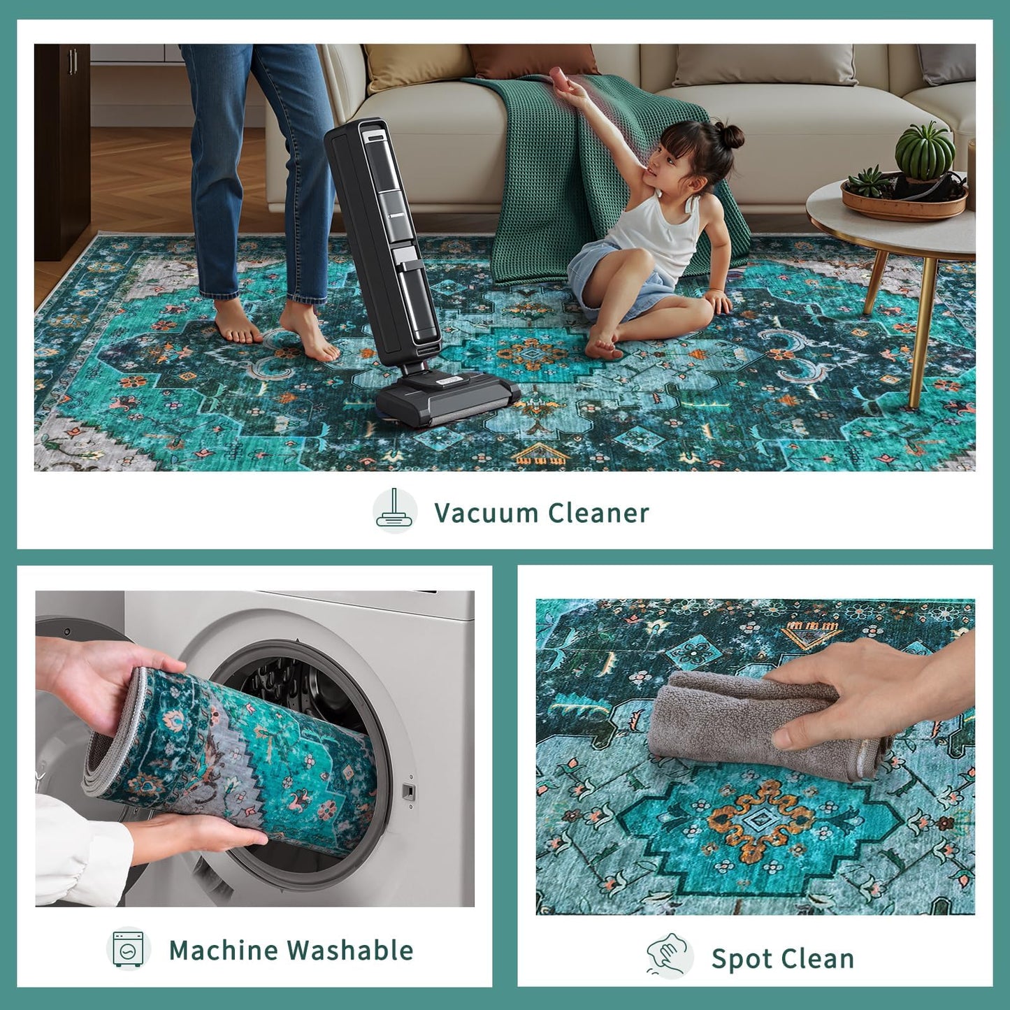Ciicool Washable 2x3 Entry Rug, Small Rugs for Entryway Kitchen Bathroom Door Mat Indoor Entrance, Non Slip Rubber Backing, Stain & Fade Resistant,Oriental Low-Pile Throw Carpet