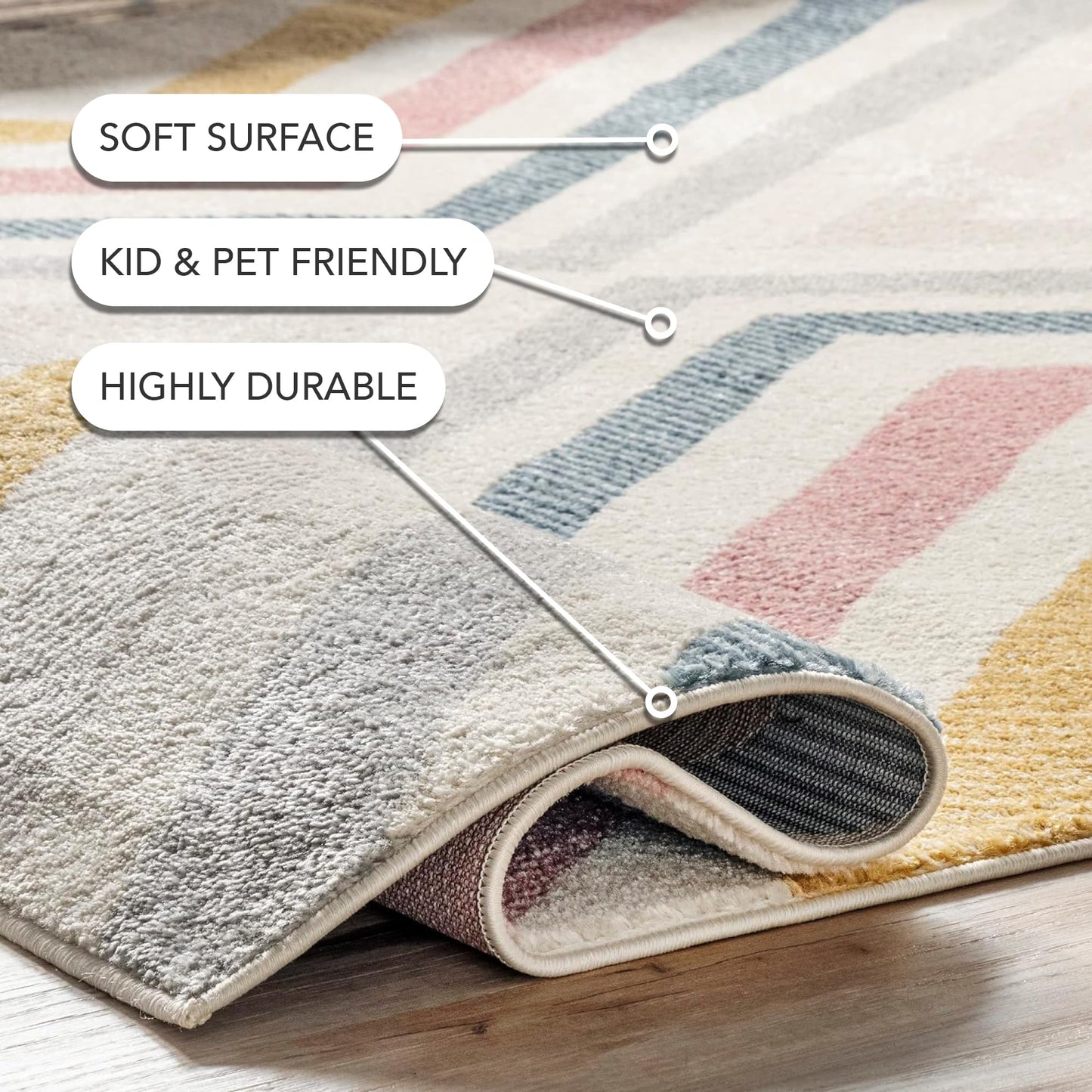 Nuloom Neveah Beige/Ivory, 6'7" x 9', Contemporary, Chevron, Soft and Cozy, High Traffic, Stain Resistant, Easy Clean, Durable Area Rug for Bedroom, Living Room, Dining Space, Den, Foyer, Entryway