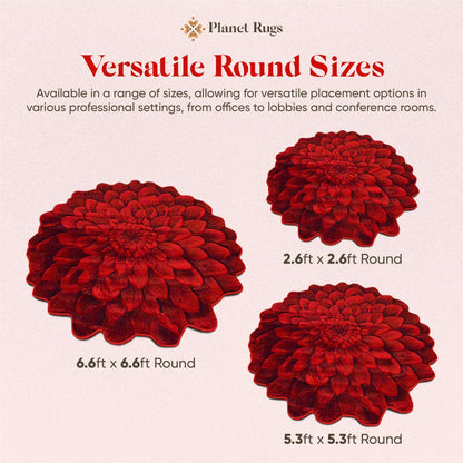 Flower Rug 2ft Round Area Rugs Cute Plush Flower Shaped Rug Circle Girly for Bedroom Floor Living Room Carpet 303 Red