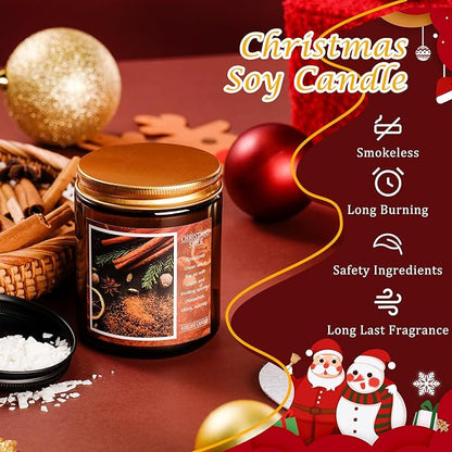 Auelife Christmas EVE Soy Candle - Sugared Plums Candied Fruits and Rum, 7 oz Aromatherapy Jar Candle, Christmas Gift for Women and Men