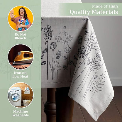 Maison d' Hermine Table Cloth Rectangle Table 100% Cotton 54 x 72 Inches Tablecloth Reusable Decorative Everyday Use for Dining Room, Farmhouse, Home, Party, Festive & Wedding Spring Summer - Flore