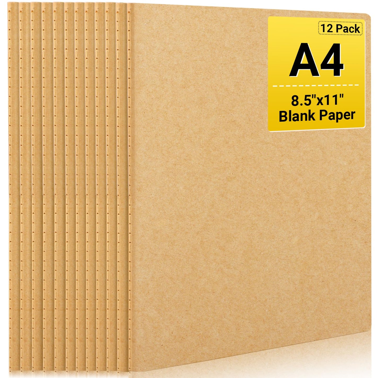 EUSOAR Kraft Notebooks, 12 Packs Large A4 8.5" x 11"，40 Sheets/ 80 Pages Journals in Bulk for Writing, Blank Paper Sketchbooks Composition Travel Journal Notebook Set for Office Work